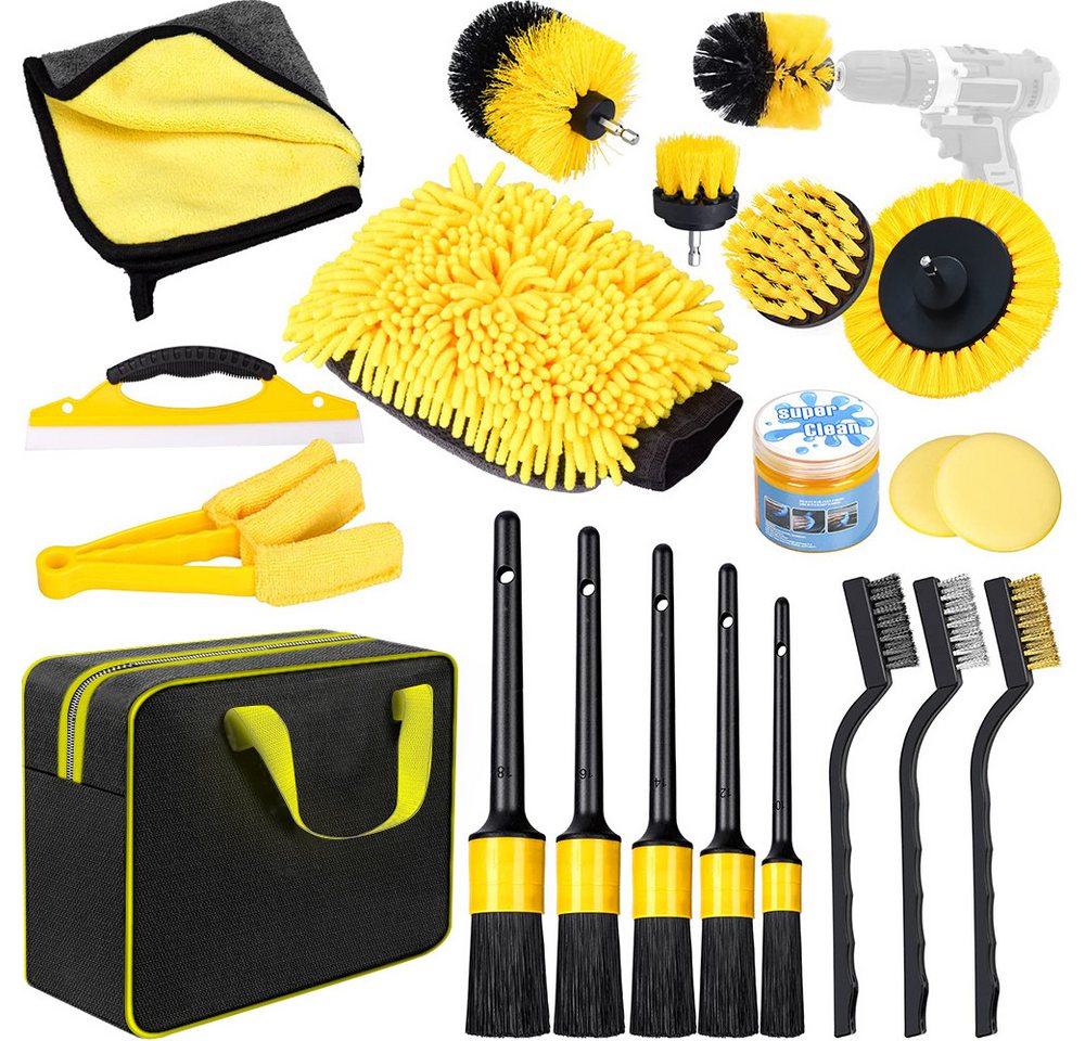 PODOFO Autowaschbürste Auto Reinigungsset, 20 Pcs Set für Auto Reinigung Innenraum und Außen, (20-tlg) von PODOFO