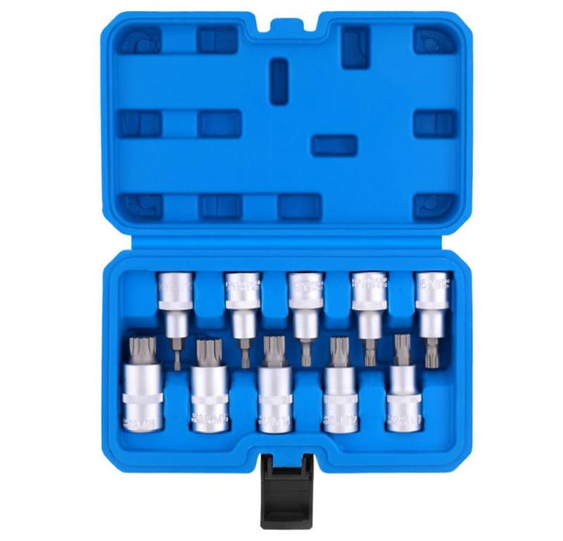 Hikity Bit- und Steckschlüsselset Stecknuss Kraft-Bit-Stecknuss-Satz Inneres Zwölfeck 10tlg, 10-St., 10tlg M4-M18 von Hikity