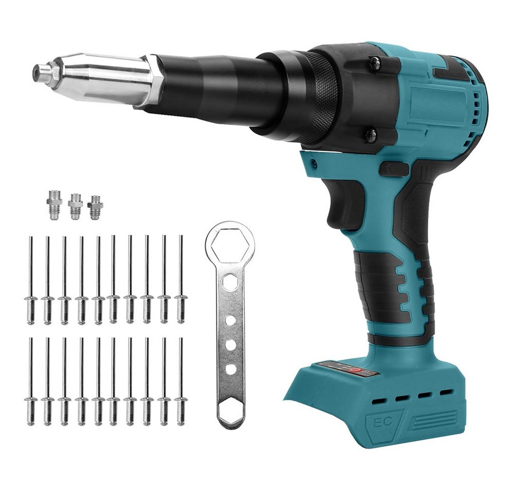 PODOFO Blindnietzange Akkunieter Bürstenlose elektrische Nietpistole LED-Beleuchtung, Enthält drei Adapter 20 Nieten von PODOFO