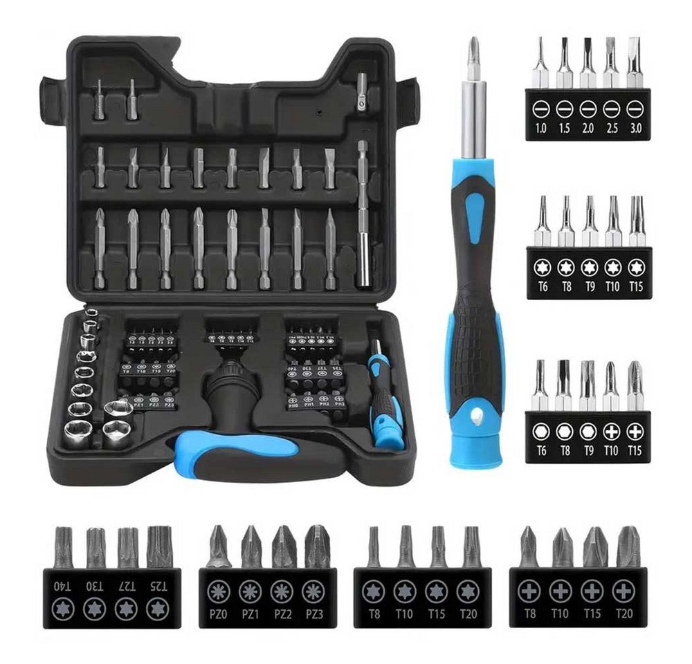 PODOFO Bohrer- und Bit-Set Bit-Set Bitsatz 63tlg Ratschenschraubendreher-Werkzeugkasten, (63-tlg), Präzisions-Magnet-Ratschenschraubendreher-Bit 63tlg von PODOFO