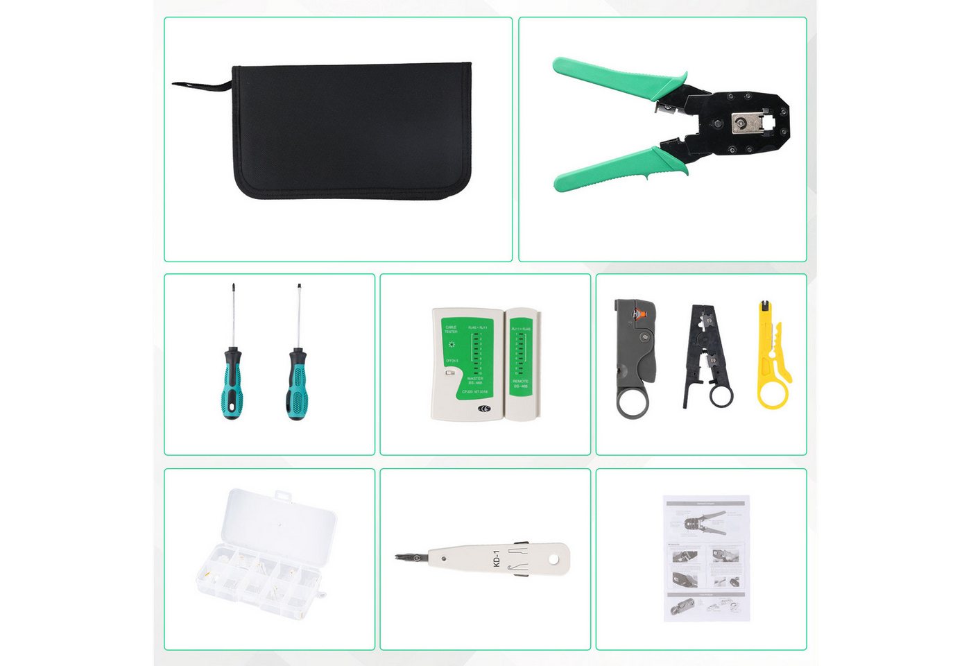 PODOFO Crimpzange Crimpzange Werkzeug Set für Netzwerk und Telefoninstallation, 1-tlg. von PODOFO