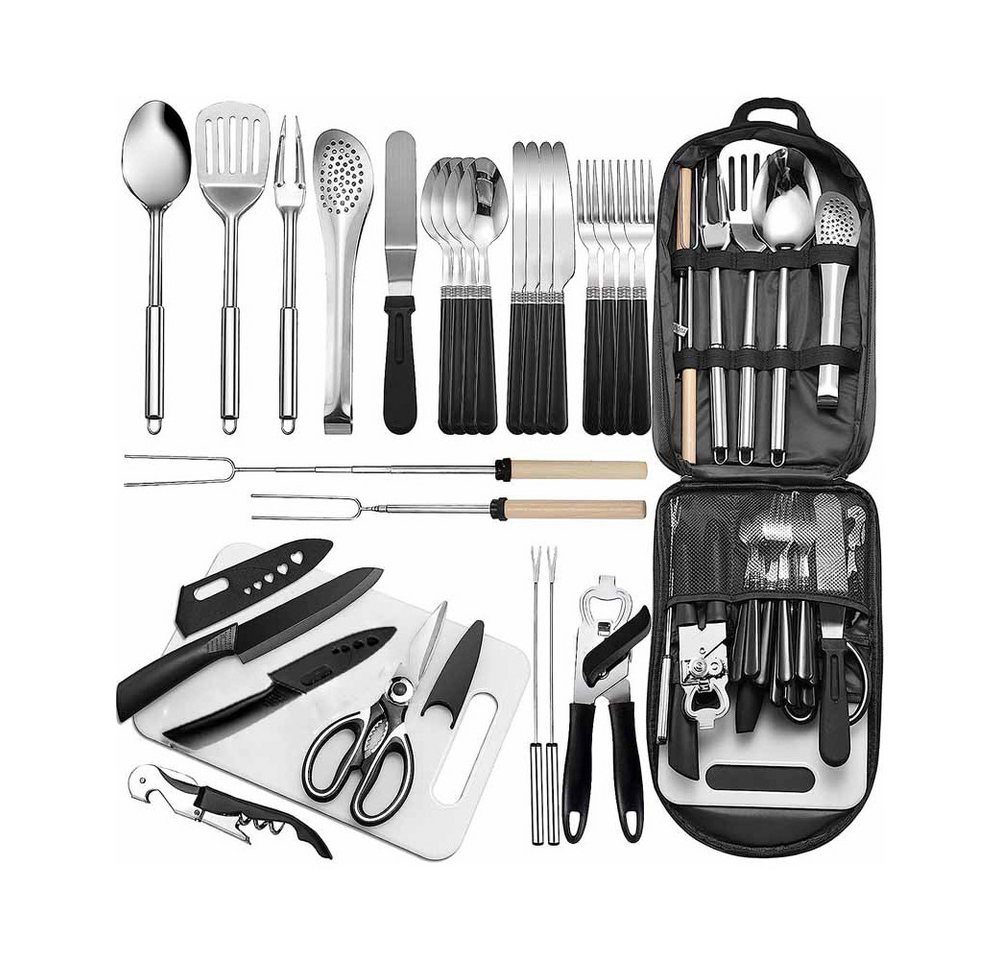 PODOFO Geschirr-Set Outdoor Home Camping-Besteck-Set (27-tlg), Partys, Picknicks von PODOFO