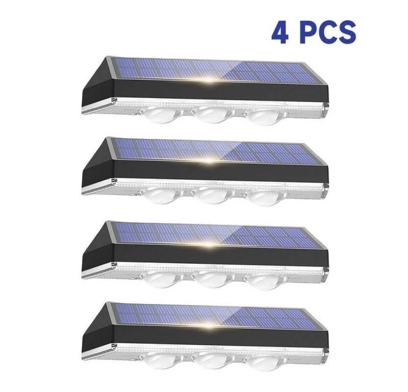 PODOFO LED Solarleuchte Solar Außenleuchten Zaunleuchten 3LED & 9 Farben Hell IP65 Wasserdicht, Warmes Weiß und farbenfroh von PODOFO