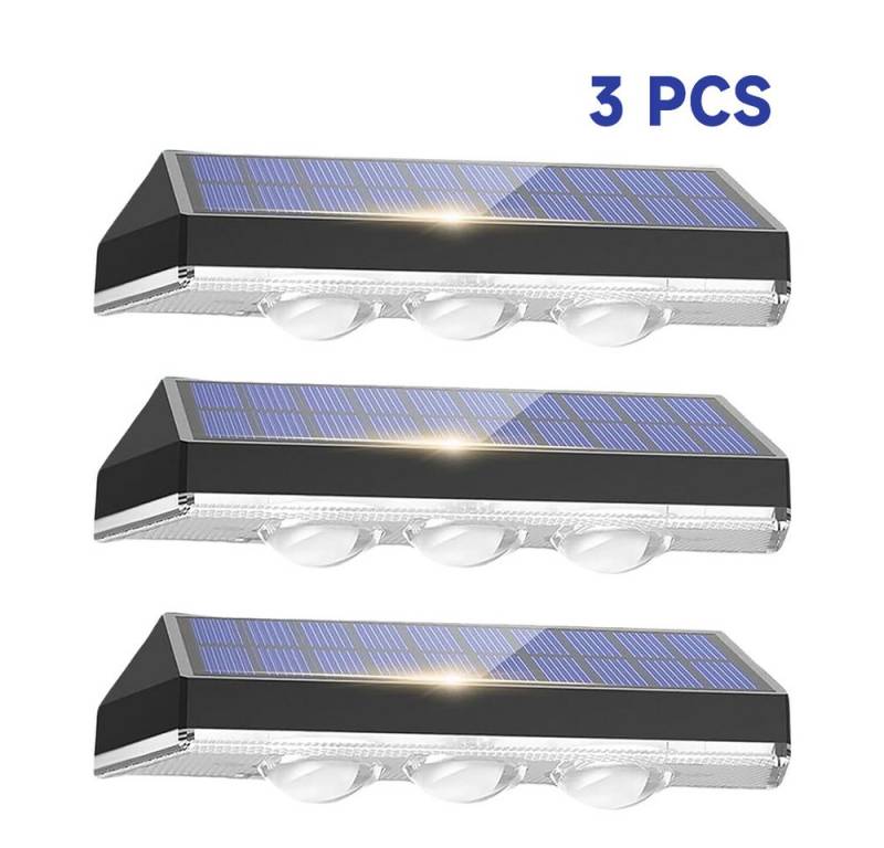PODOFO LED Solarleuchte Solar Außenleuchten Zaunleuchten 3LED & 9 Farben Hell IP65 Wasserdicht, Warmes Weiß und farbenfroh von PODOFO