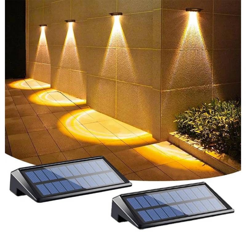PODOFO LED Solarleuchte Solar lampen für Außen Garten mit 4 LEDs, IP65 Wasserdichte 2 Stücke, warmes licht, LED von PODOFO