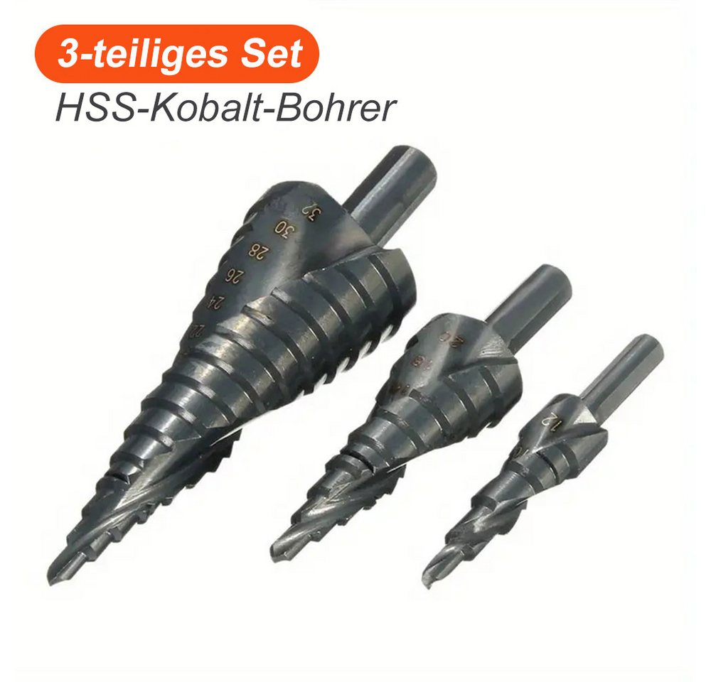 PODOFO Stufenbohrer Stufenbohrer Set 3tlg 4-12,4-20,4-32mm Kobaltlegierung, (3-tlg), 4-32 mm von PODOFO