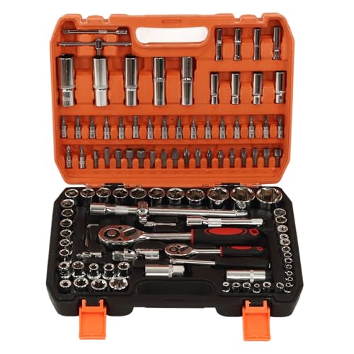 108 Teile Mechanisches Reparaturwerkzeug Set Impact Socket Set mit Ratschen und Sechskantschlüsseln für Autos und Haushaltsgeräte 108 Teile Mechanisches Reparaturwerkzeug Set Impact Socket Set mit Ratschen und Sechskantschlüsseln für Autos und Haushaltsgeräte von PODSJD