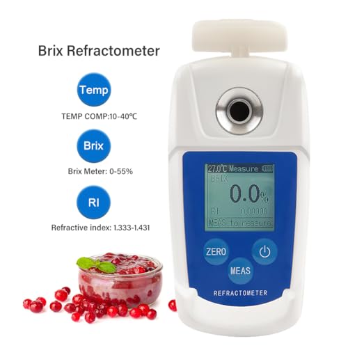 Digitales Brix Messgerät 0 55 Prozent mit Automatischer Temperaturkompensation Edelstahl Probenbehälter für Zucker Messung in Getränken Obst und Lebensmittel Digitales Brix Messgerät 0 55 Prozent mit Automatischer Temperaturkompensation Edelstahl Probenbehälter für Zucker Messung in Getränken Obst und Lebensmittel von PODSJD