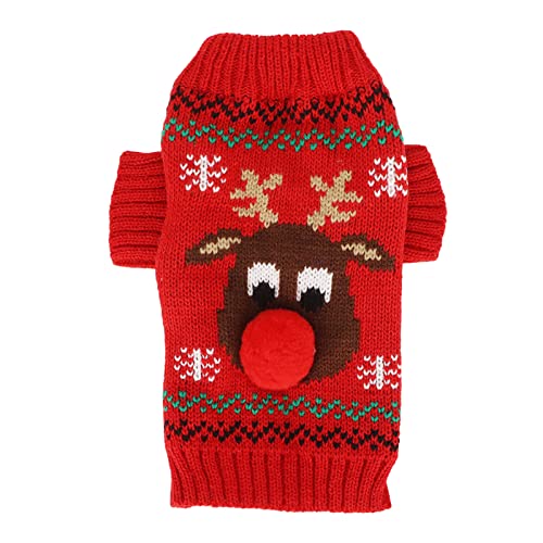Hunde Weihnachtspullover - Acrylfaserstoff, warmes und Komfortables, süßes Weihnachts -Elch -Muster, kleine mittelgroße Hunde Urlaubskleidung, gemütlicher Winter -Haustierpullover (Type 6) von PODSJD