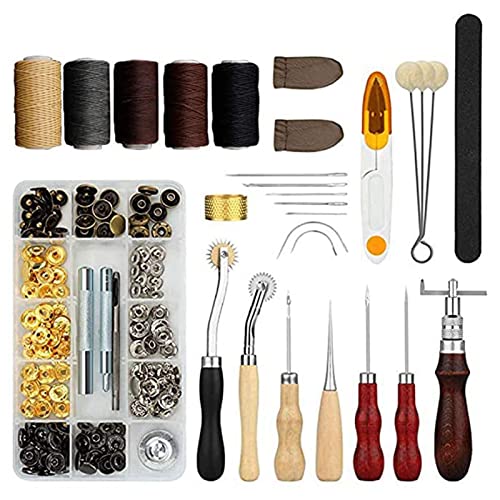 Lederhandwerkswerkzeugkit, Holzgriffe, Stahl- und Holzkonstruktion - langlebiges Design, breite Kompatibilität, ideales DIY - für Nähenthusiasten Lederhandwerkswerkzeugkit, Holzgriffe, Stahl- und Holzkonstruktion - langlebiges Design, breite Kompatibilität, ideales DIY - für Nähenthusiasten von PODSJD