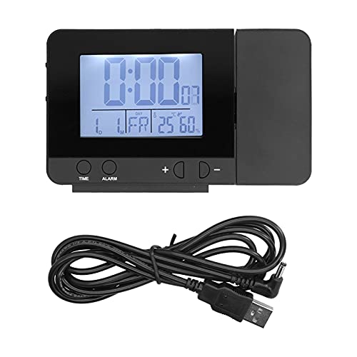 PODSJD Digital Kalenderuhr Temperatur Luftfeuchtigkeit Monitor - Multilingual 7 Sprachen, Große Projektion 180° Drehbar, Indoor Klimaüberwachung, Digital LED Anzeige (Typ 1) von PODSJD