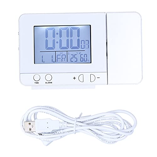 PODSJD Digital Kalenderuhr Temperatur Luftfeuchtigkeit Monitor - Multilingual 7 Sprachen, Große Projektion 180° Drehbar, Indoor Klimaüberwachung, Digital LED Anzeige (Typ 2) von PODSJD