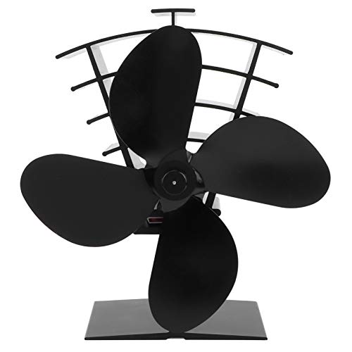 PODSJD Kaminventilator 4 - Blatt Ofenpropeller - Thermoelektrisch, Hitzebeständig bis 752℉, Energiesparend & Batterie - frei, Für Holzofen & Kamin, Sichere Temperaturregelung von PODSJD