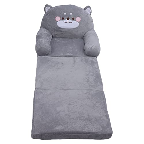 PODSJD Kinder Sofa Cartoon Grauer Hund, Faltbarer Kleinkind-Stuhl, weiche Plüsch-Polsterung, Cabrio-Couch-bequemes atmungsaktives Material, breite Griff-Unterstützung, leicht zu (Type 2) von PODSJD