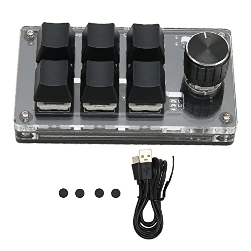 PODSJD Mechanische Tastatur USB Kabel Bluetooth Dualmodus Programmierbar Drehknopf für Büro Gaming Design und Videoarbeit (Schwarz) von PODSJD