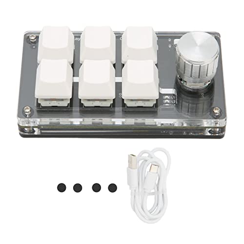 PODSJD Mechanische Tastatur USB Kabel Bluetooth Dualmodus Programmierbar Drehknopf für Büro Gaming Design und Videoarbeit (Weiß) von PODSJD