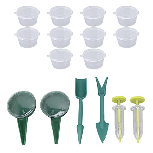 PODSJD Mini Saatgutstreuer Set 6-teilig - 2 kleine Saatgutstreuer 2 grüne 5-Fach Saatgutstreuer 2 Umpflanzwerkzeuge, leicht & langlebig, einfach zu bedienen für Garten & Pflanzenliebhaber, bunt von PODSJD