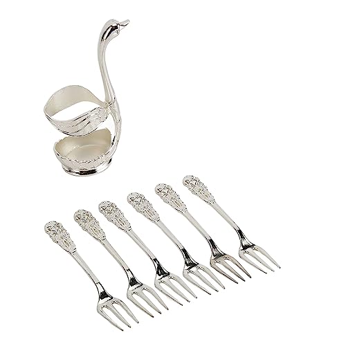 Schwanenfuß Gabel Set, kleine Gabeln, essbesteck 4 Stück, Aluminium, rostfrei, silber - Robust & glatt poliert, ideal für Bar & Party, Mehrzweck zum Trinken, Rühren & Dekorieren von PODSJD