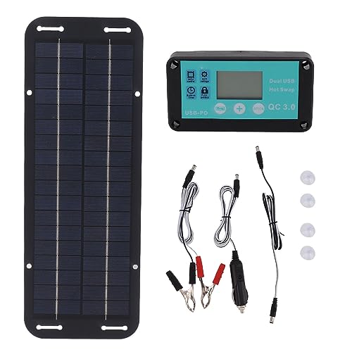 Solarpanel 20W Monokristallin, 34,5x12,5cm, 12V / 24V PWM - Laderegler - Effiziente Energie, Wasserdichter Controller, Für Wohnmobil, Camping, Boot von PODSJD