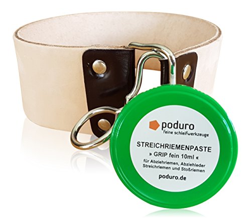 PODURO Abziehleder/Hängeriemen Set Big Belt « XXL Streichriemen extra breit & extra lang & Streichriemenpaste von PODURO