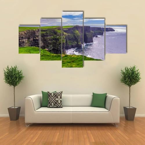 Kunstdruck Poster 5er Set Wall Decoration Bedroom Cliffs of Moher, Irland Moderne Kunst Canvas Painting Wand Deko Rahmen für LeinwäNde 200 * 100 von POECE