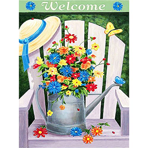 POENOEN DIY 5D Diamond Painting Set für Heim Dekor Blumen Volle Bilder Diamant Malerei Kits für Erwachsene Kinder Runder Steine Diamond Art für Weihnachten 30x40cm von POENOEN