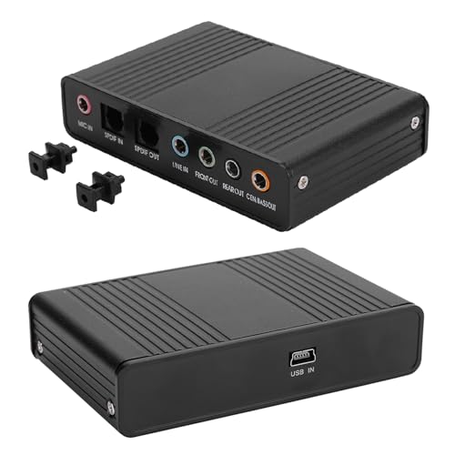 DM-HD10 USB 5.1 Soundkartenadapter für Computer, Scangeschwindigkeit 32 kBZ, 44,1 kHz, 48 kHz, USB-Kabel, Schwarz/Aluminium/21 x 89 x 69 mm/Set von POENVFPO