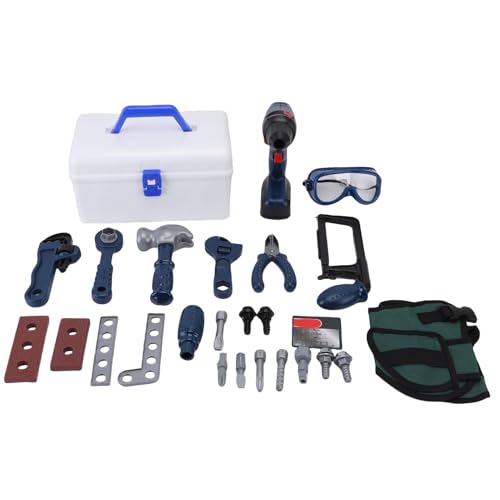 POENVFPO Boys Kids Tool Set mit Drill Construction Kit, Ansprechendes Design für, Stimuliert Fantasie und Kreativität, Sichere Elektrische Werkzeuge, Ideal für das Rollenspiel, Stellt Basic Ein vor von POENVFPO