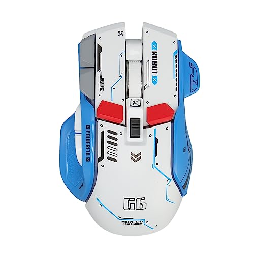 POENVFPO Gaming -Maus RGB 2.4G Kabel Verdrahtet 3 Modus 5 Einstellbare DPI mit 11 RGB -Licht für, Wiederaufladbare Stille Ergonomische Maus für Spiele (White) von POENVFPO