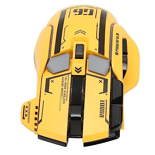POENVFPO Gaming -Maus RGB 2.4G Kabel Verdrahtet 3 Modus 5 Einstellbare DPI mit 11 RGB -Licht für, Wiederaufladbare Stille Ergonomische Maus für Spiele (Yellow) von POENVFPO