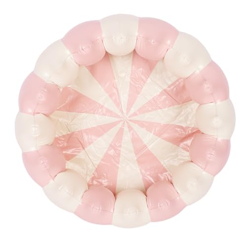 POENVFPO Kleiner Blow -up -Schwimmbad für Kleinkind, Premium PVC Aufblasbare Ballgrubenpool für Im Innenbereich Im Freien Im Freien Im Freien (gestreift rosa) von POENVFPO