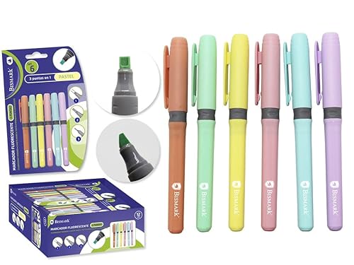 Fluormarker Dreifachspitze 6 Farben Pastel von POESSA