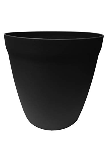 POETIC - Runder Blumentopf - Pflanztopf für den Innenbereich - Mit Verschlusskappe für die Nutzung innen und außen - Farbe Graphit - 16 x H. 15,2 cm, 2l - Aus recyceltem Kunststoff von Poétic
