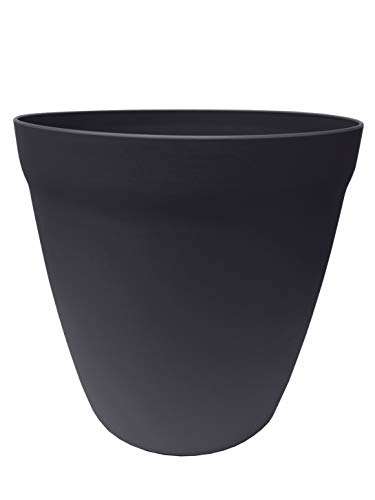 POETIC - Runder Blumentopf - Pflanztopf für den Innenbereich - Mit Verschlusskappe für die Nutzung innen und außen - Farbe Schiefer - 16 x H. 15,2 cm, 2l - Aus recyceltem Kunststoff von Poétic