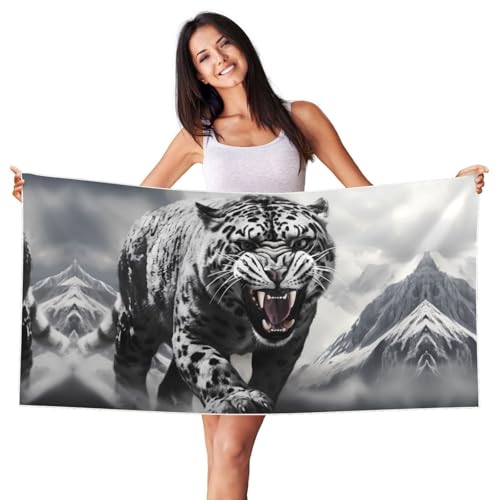 POEZJZW Übergroße Strandtücher mit Schneeleopard im Eisfeld, für Reisen, schnell trocknend, Badetuch, sanddicht, 69 x 140 cm POEZJZW Übergroße Strandtücher mit Schneeleopard im Eisfeld, für Reisen, schnell trocknend, Badetuch, sanddicht, 69 x 140 cm von POEZJZW