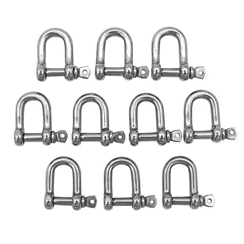 POFET 10 Stück M6 316 Edelstahl D-Ring-Schäkelschloss, Schäkel, Kettenschnalle, Hebebügel, für Schwerlastkonstruktion, Schiffsfahrt, Fahrzeugbergung, Transportieren von POFET