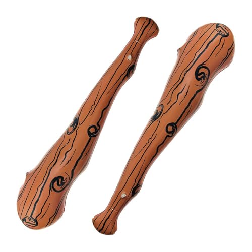 POFET 2 Pcs Cave Inflatable Baseball, Wood Grain Inflatable Stick, Cheering Prop Caveman Stick Accessories for Decoration Cosplay Party Accessory, Brown von POFET