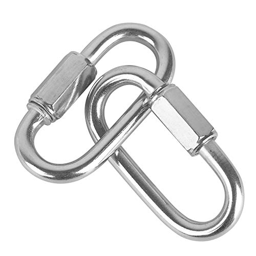 POFET 2 Stück M12 316 Edelstahl Kettenverbinder Heavy Duty D-Form Schloss, großer Karabiner Marine Grade Schnellverbinder korrosionsbeständig Sicherheitskettenverbinder von POFET