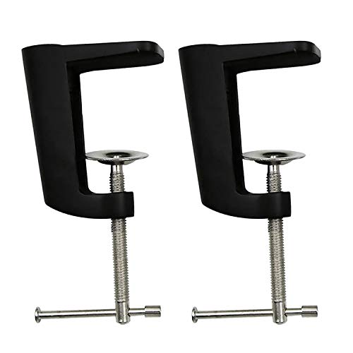 POFET 2 Stück verstellbar 0-56 mm / 0-59 mm Arm Schreibtischklemme Tischlampe Cliphalter Metallständer - 2 Farben zur Auswahl - Schwarz, 90 mm von POFET
