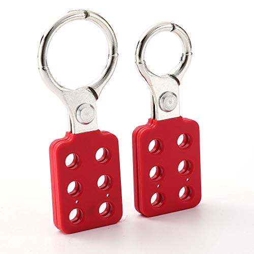 POFET 2Pcs Durchmesser 25mm / 1inch + 38mm / 1.5inch Safety Series Aluminium Runde Lockout Hasp Halten Sie bis zu sechs Vorhängeschlösser mit Schloss - Rot von POFET