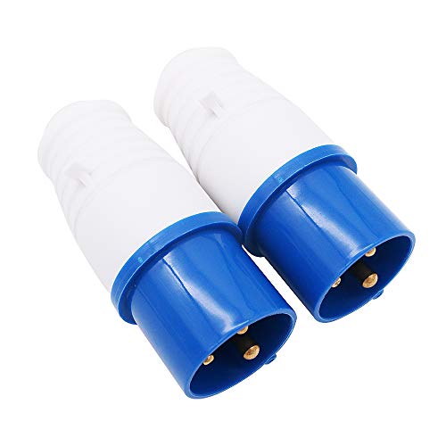 POFET 2Pcs Power Plus 3-polige Stecker 32AMP 220-250 Volt Ersatzstecker - Blau von POFET