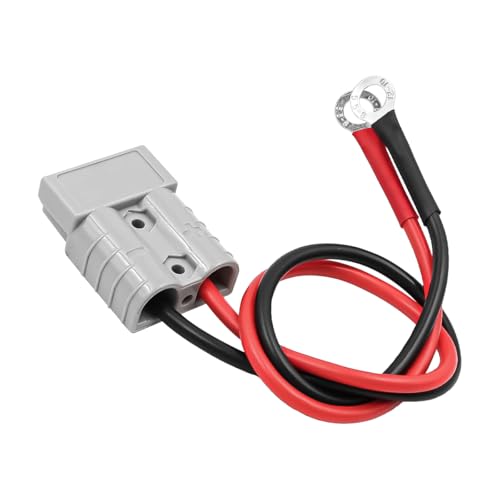 POFET Batterieanschluss 50A 600V mit O-Ring Batterieanschlusskabel 10AWG 25cm Kabel Aufladen für Gabelstapler, für Anhängerwinden für Wohnwagen, Boote, Solarmodule von POFET