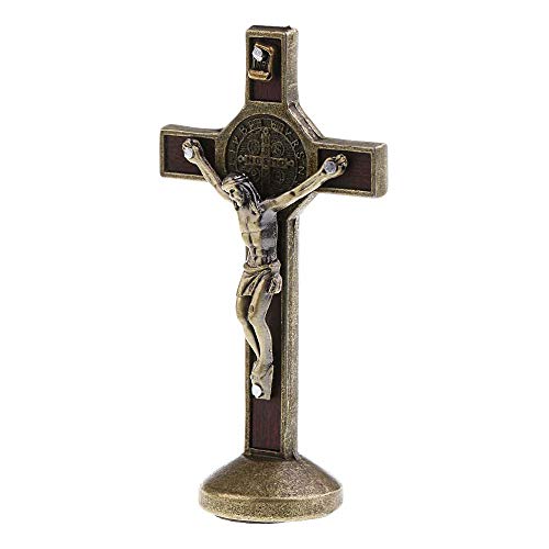 POFET Kruzifix Jesus Christus Kreuz Statue Figur für Auto Home Chapel Decor - Bronze von POFET