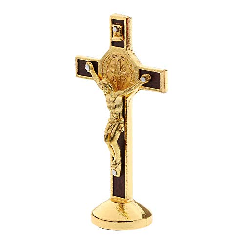 POFET Kruzifix Jesus Christus Kreuz Statue Figur für Auto Home Chapel Decor - Gold von POFET