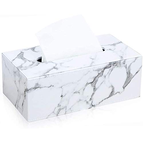 POFET Rechteckiger Lederhaushalt Büro Rechteckiger Seidenpapierhalter Box Cover Case Serviettenhalter Dekoration aus weißem Marmor von POFET