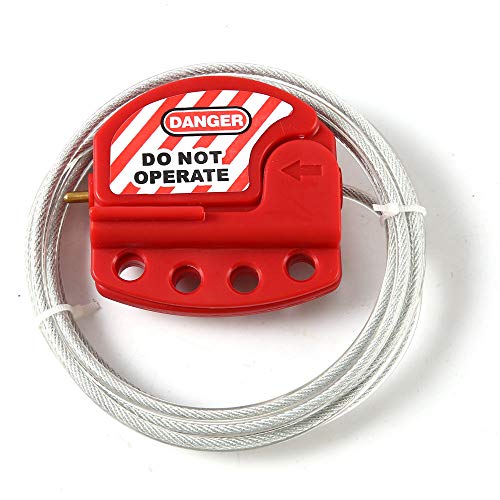 POFET Rotes Lockout Tagout Kabelschloss Verstellbare Stahl-Vinylbeschichtete Kabelverriegelung für Lock-Out-Tag-Out-Anwendungen Funktioniert mit Sicherheits-Loto-Schlössern von POFET