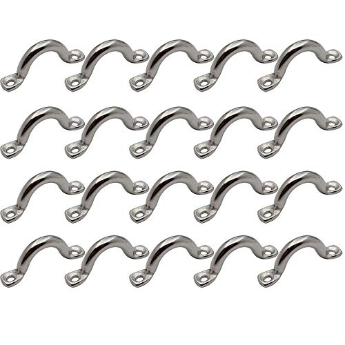 POFET Schlauchklemmen, 20 Stück, 4 mm - 316 Edelstahl, 2 Löcher, U-Halterung, robust, starr, Rohrklemme, Karte von POFET