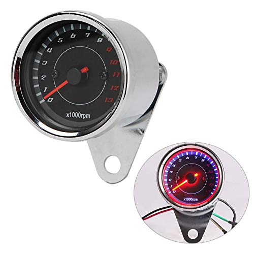 POFET Universeller elektronischer Drehzahlmesser für Motorräder,DC 12V Universal Motorrad LED Hintergrundbeleuchtung Tachometer - Silber von POFET