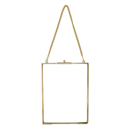 POFET Wandbehang Messing Glas Artwork Zertifikat Foto Bild Display Rahmen Geometrische Ornament Pflanze Probe Clip Modern Vertical Decor Card Hold 15.2x20.3cm / 8 " von POFET