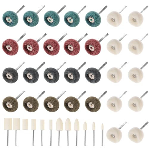 42pcs Polierscheibe Set 25mm Schleifmittel Polieraufsatz und Wollfilz Polierköpfe, Polieraufsatz für Akkuschrauber Bohrmaschine Rotationswerkzeuge, Polierset für Metall Holz Schmuck 42pcs Polierscheibe Set 25mm Schleifmittel Polieraufsatz und Wollfilz Polierköpfe, Polieraufsatz für Akkuschrauber Bohrmaschine Rotationswerkzeuge, Polierset für Metall Holz Schmuck von POFIBO